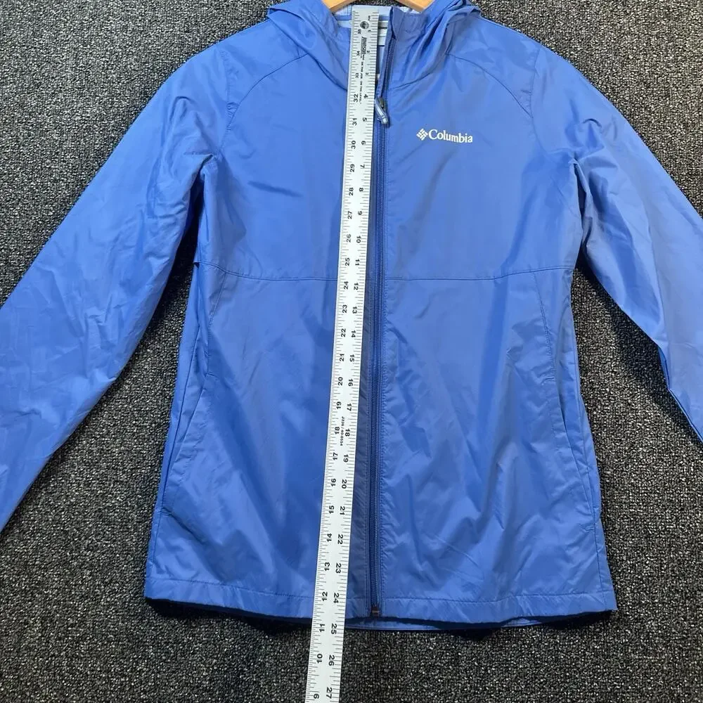 Columbia Kids Blue Hooded Full Zip Windbreaker Jacket Polyester L (14/16)